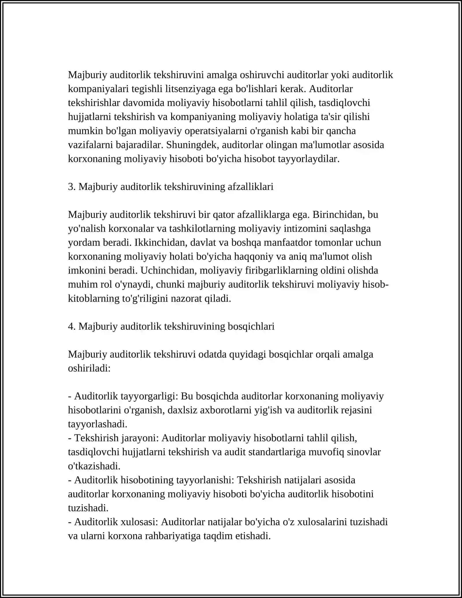 MAJBURIY AUDITORLIK TEKSHIRUVI VA UNI TASHKIL ETISH MASALALARI 4