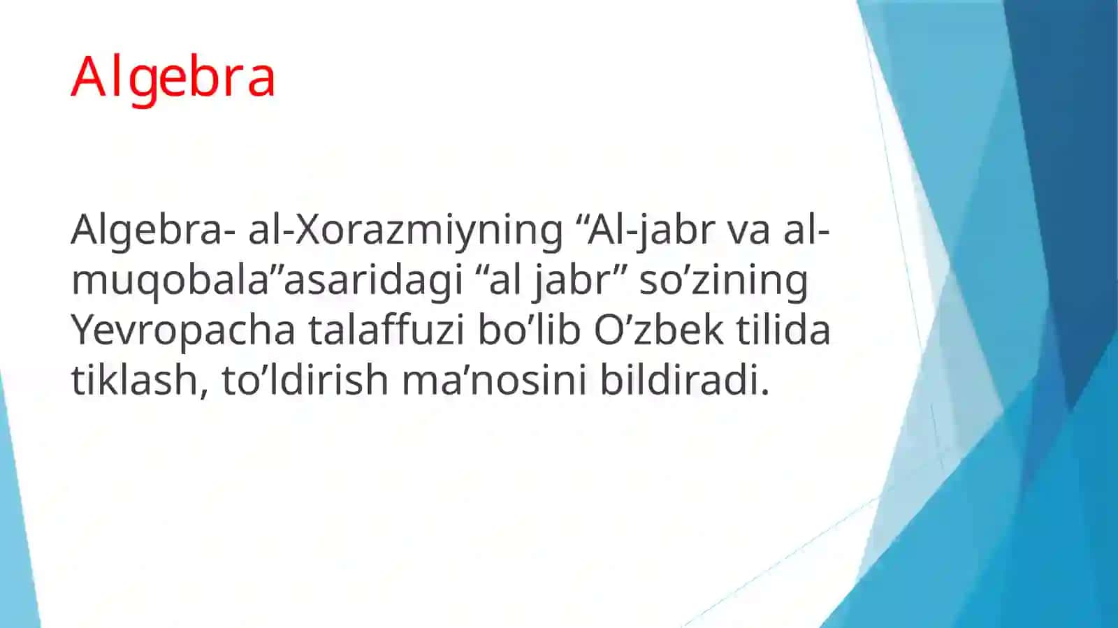 Matematikada foydalanadigan atamalar va belgilar, ularning kelib chiqishi hamda lug’aviy ma’nosi 4