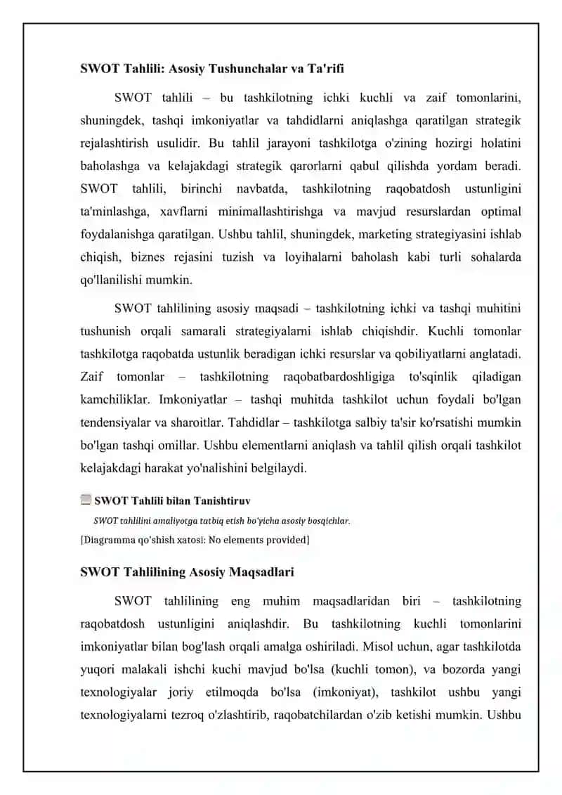 SWOT tahlilini amalga oshirish bilan tanishish 4