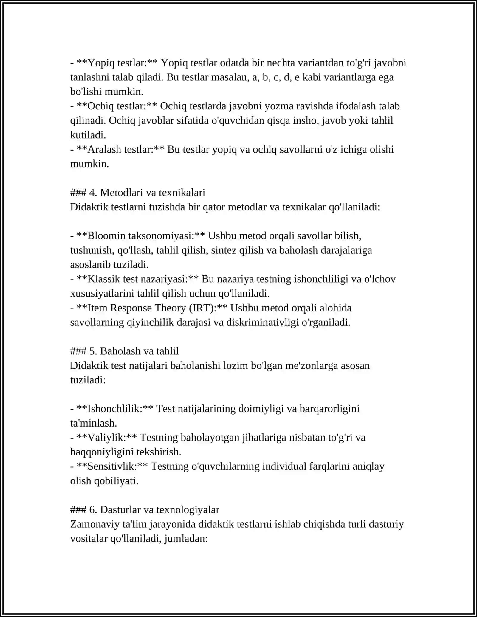 TESTLARNI MOSTLASHTIRISH 4