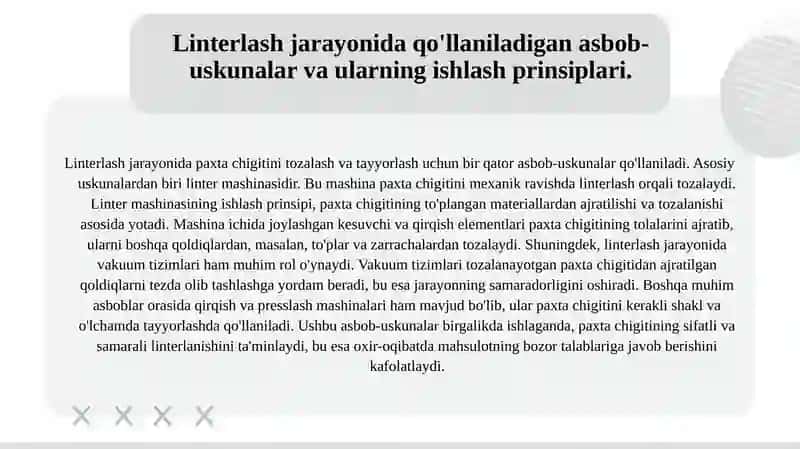 Paxta chigitini ilintarlash texnologik jarayoni 4