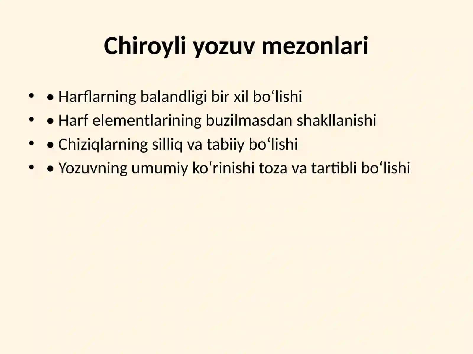 Husnixat darslariga qo‘yiladigan talablar 4