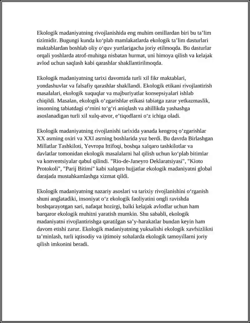 Ekologik madaniyat: nazariy asoslari va tarixiy rivojlanishi (25 betli referat) 4