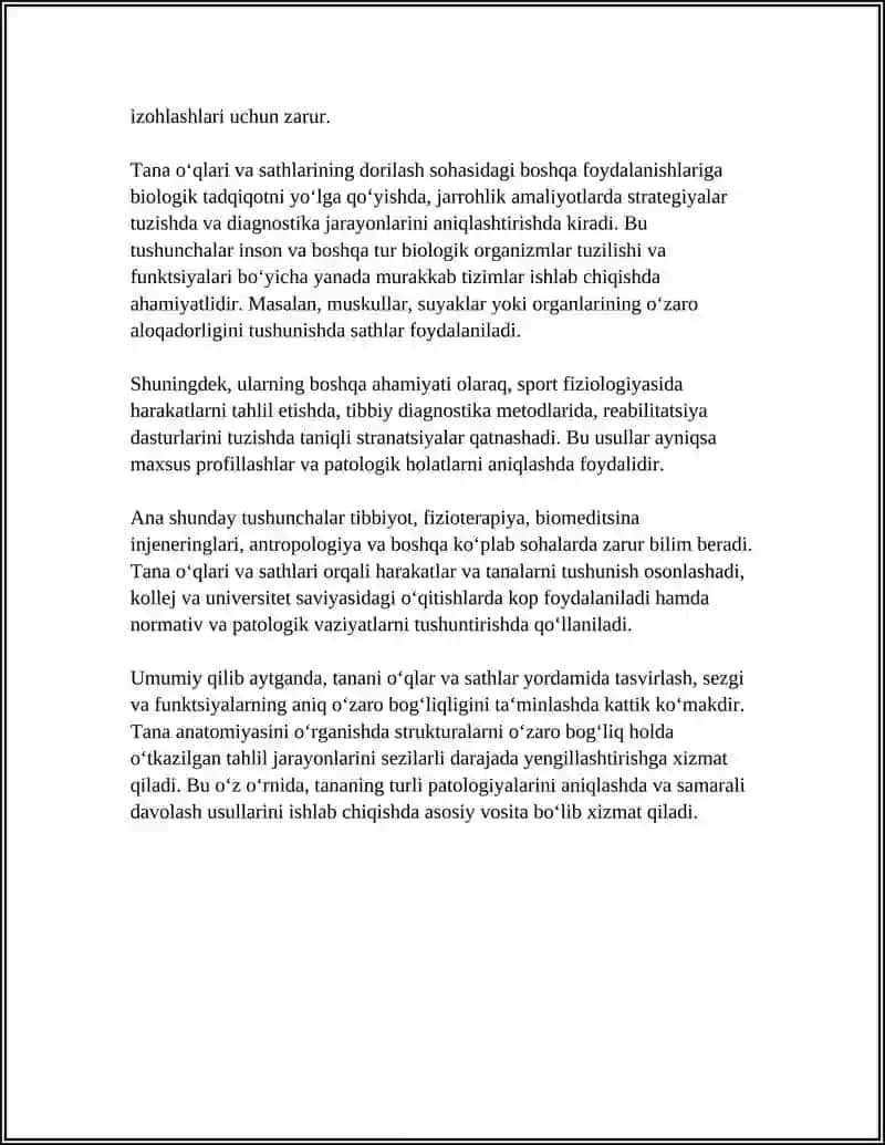 ANATOMIYA USULLARI TANA OʻQI VA SATHLARI 4
