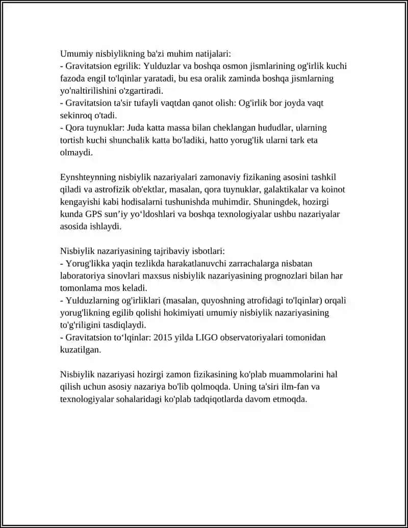 NISBIYLIK NAZARIYASI ELEMENTLARI. GALILEY VA LORENS ALMASHINISHLARI 4