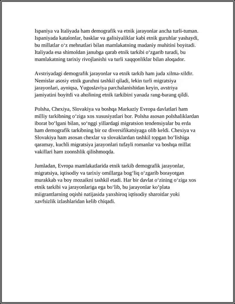 YEVROPA MAMLAKATLARIDA ETNODEMOGRAFIK JARAYONLAR 4