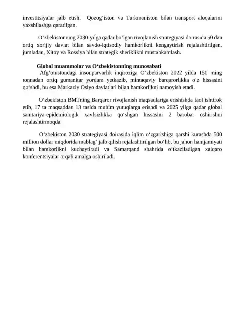 Oʻzbekiston va jahon hamjamiyati 4