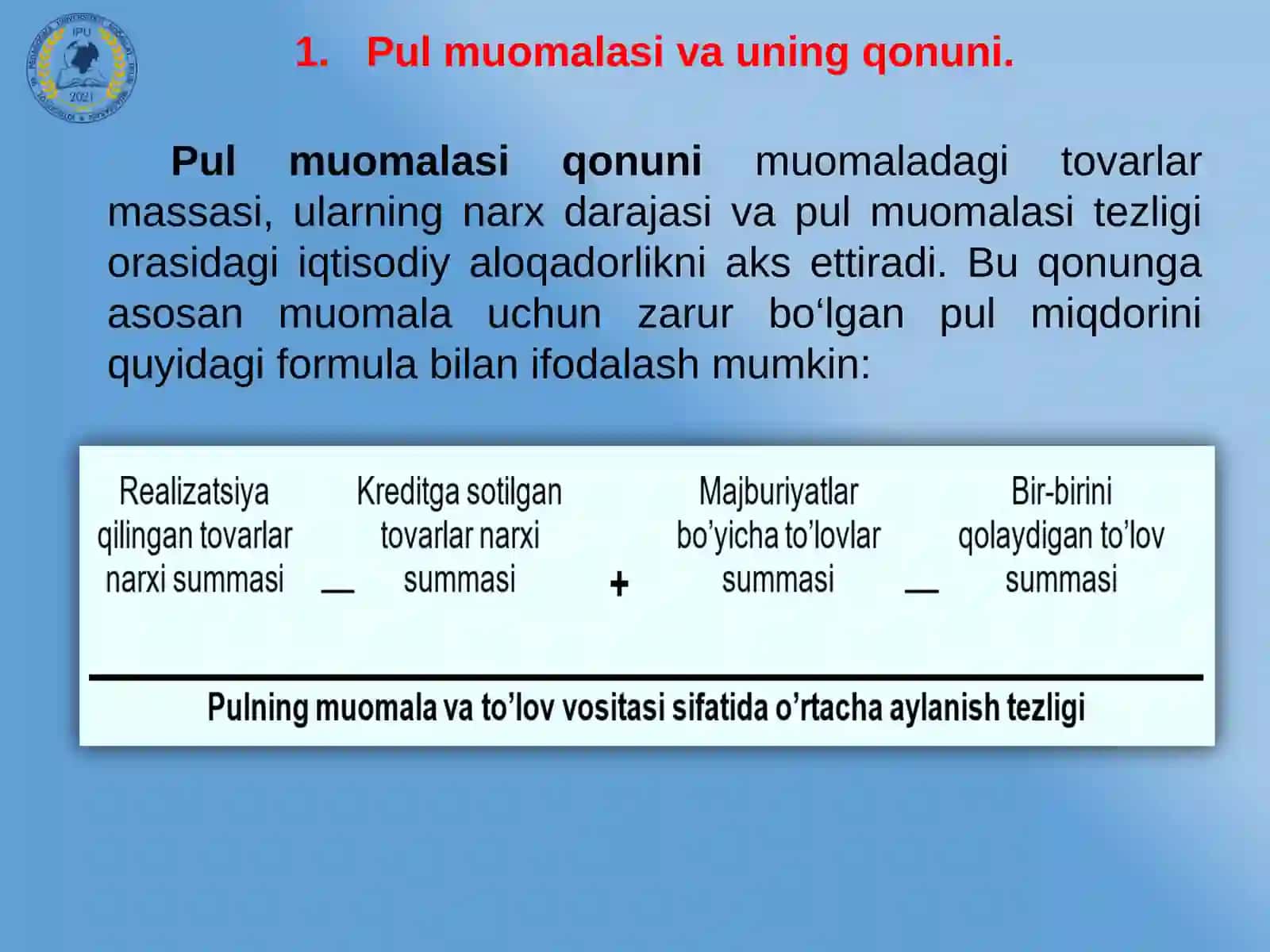 Pul muomilasi, Kredit va Banklar 4