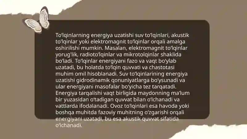 To'lqin energiyasi. Umov vektori 4