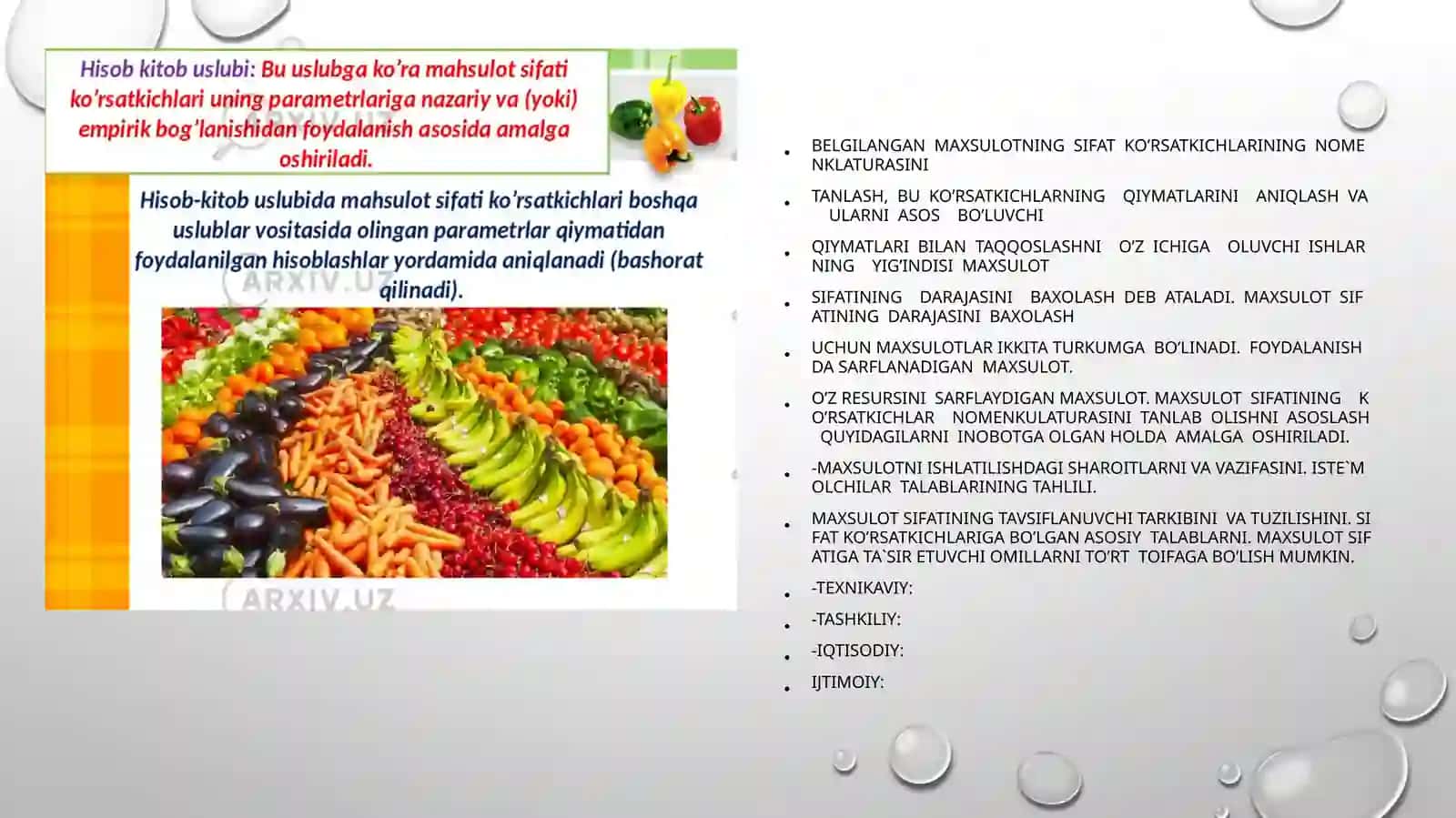 Mahsulotlar va tayyor ovqat sifatini nazorat qilish” 4