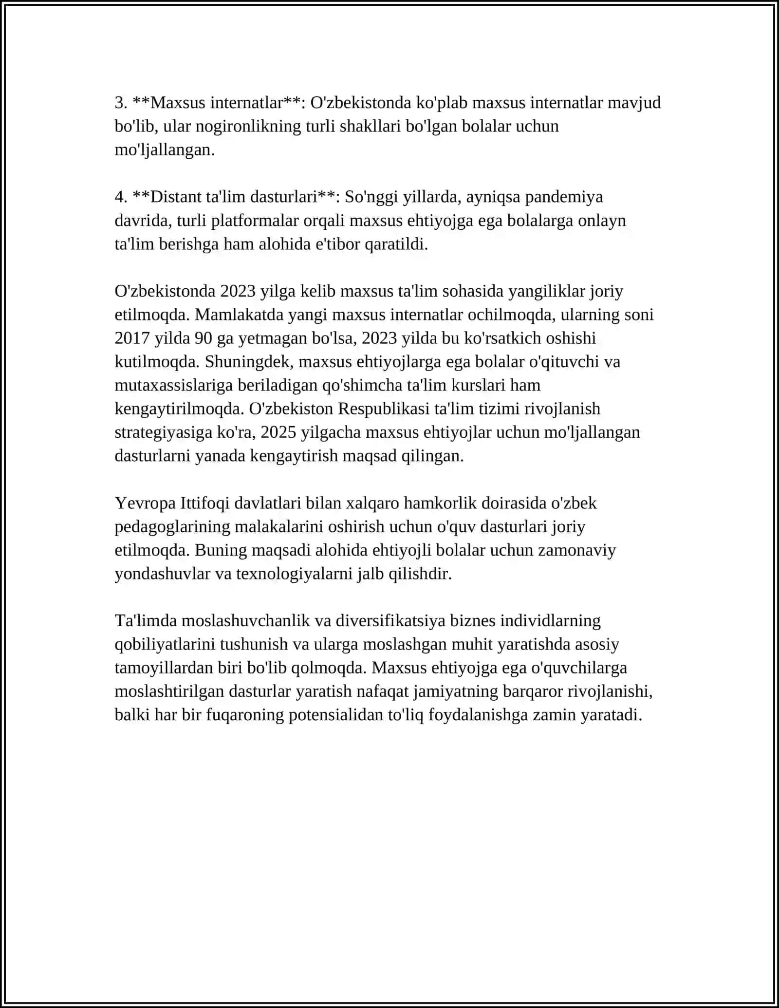 Maxsus talablar uchun moslashtirilgan ta'lim dasturlari 4