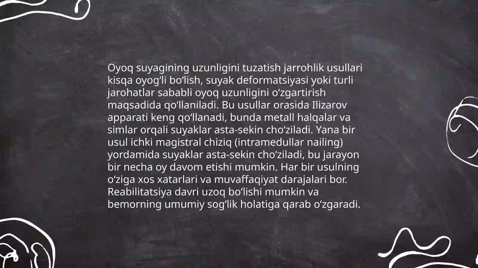 Zamonaviy ortopediya yutuqlari Suyaklari patologiyalarida bajariladigan operatsiyalar turlari 4