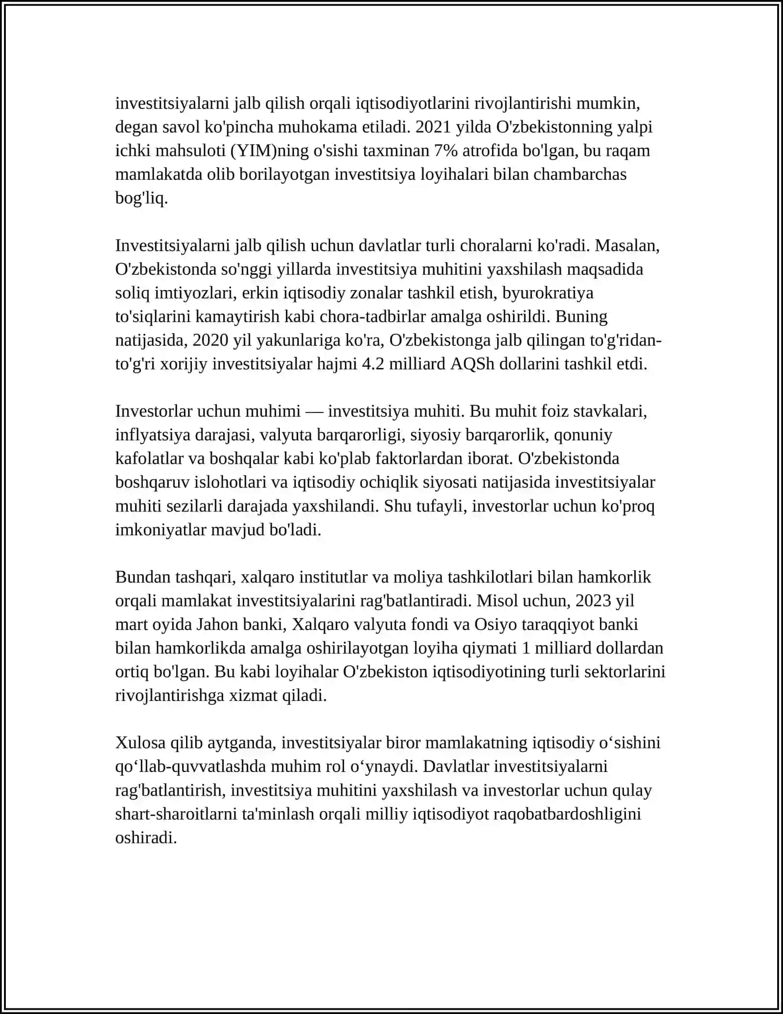INVESTITSIYA MOHIYATI, IQTISODIY MAZMUNI VA TURLARI 4