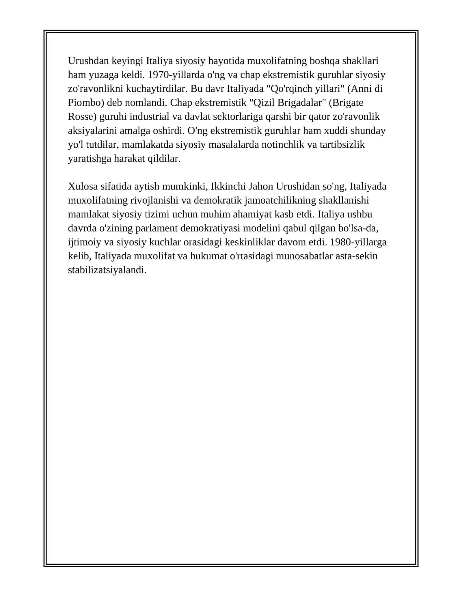 ITALIYA VA GERMANIYADAGI MUXOLIFAT KUCHLAR (20 ASR IKKINCHI YARMIDAN BUGUNGI KUNGACHA) 4