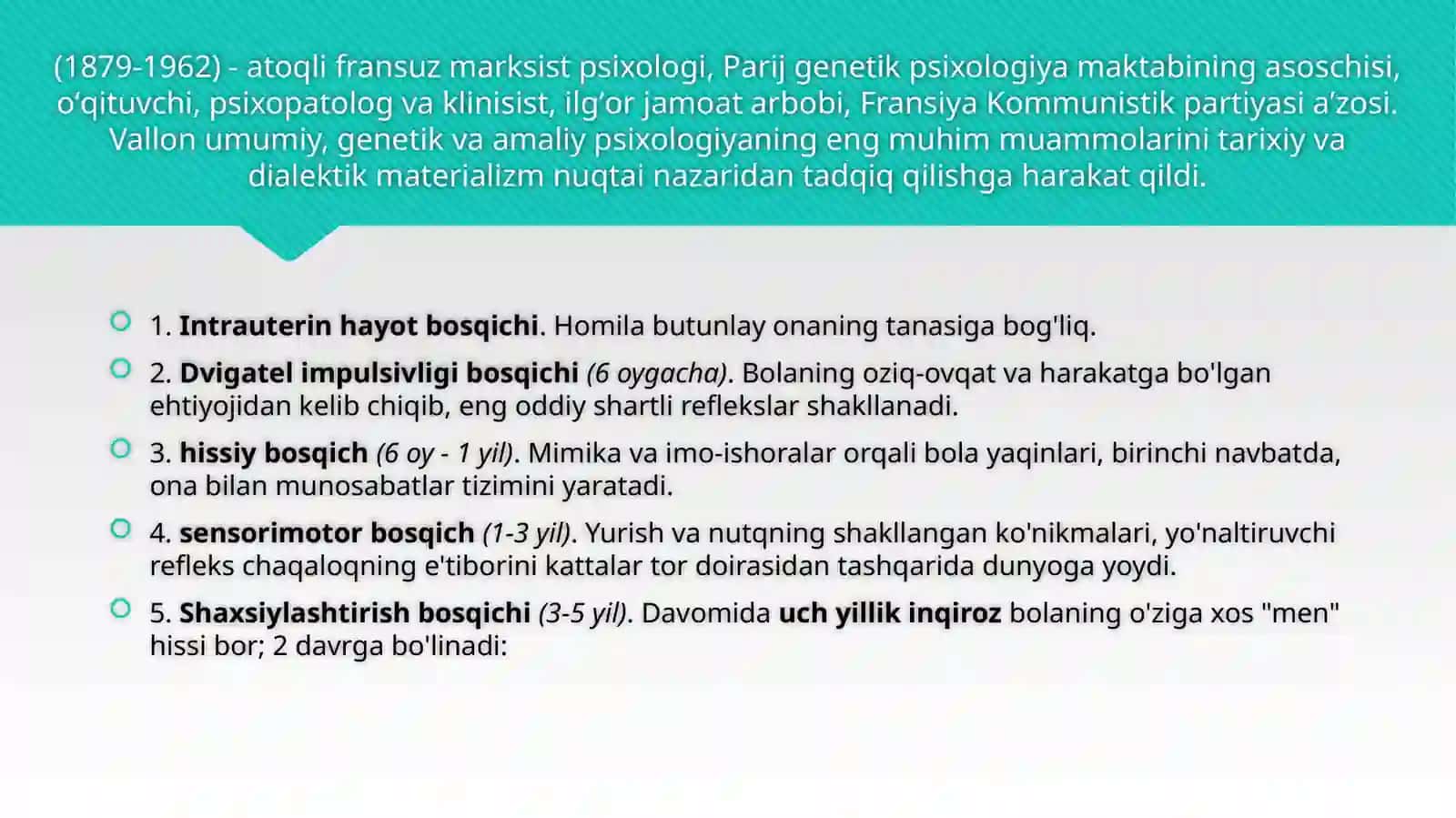 Inson psixik taraqqiyotini tushuntirishga ijtimoiy-madaniy yondashuv (A. Vallon). Ekologik tizimlar modeli ( U. Bronfenbrenner) 4