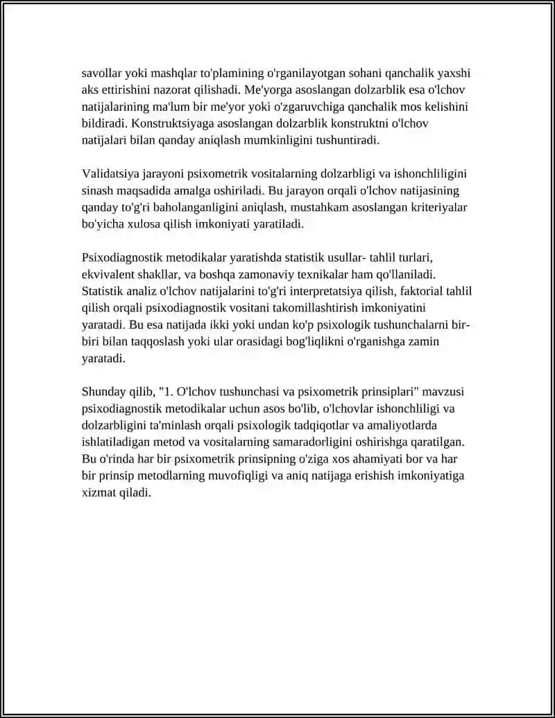 PSIXODIOGNOSTIK METODIKALARNING PSIXOMETRIK ASOSLARI 4