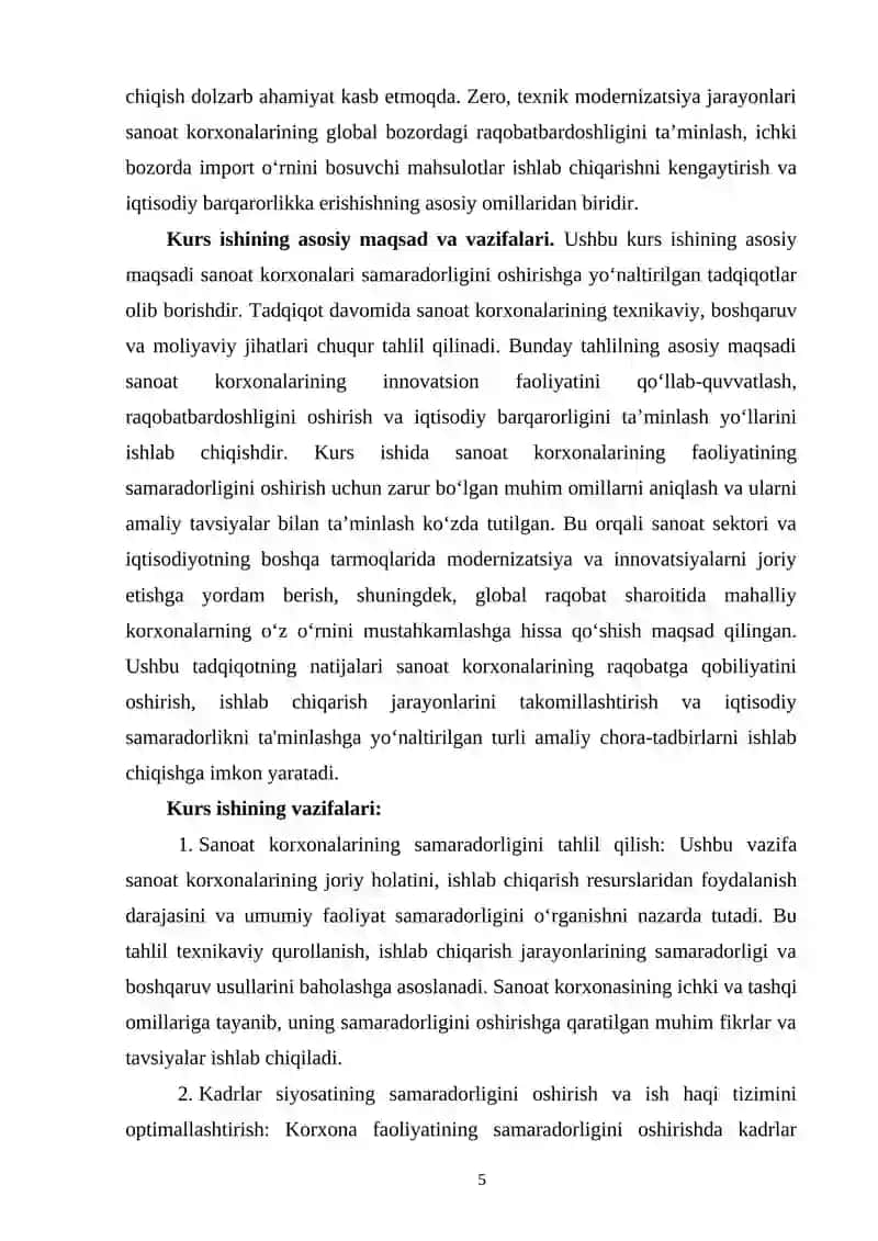 IQTISODIYOTNI MODERNIZASIYALASH SHAROITIDA SANOAT KORXONALARIDA ISHLAB CHIQARISHNI TEXNIK-TEXNOLOGIK YANGILASH SAMARADORLIGI 4