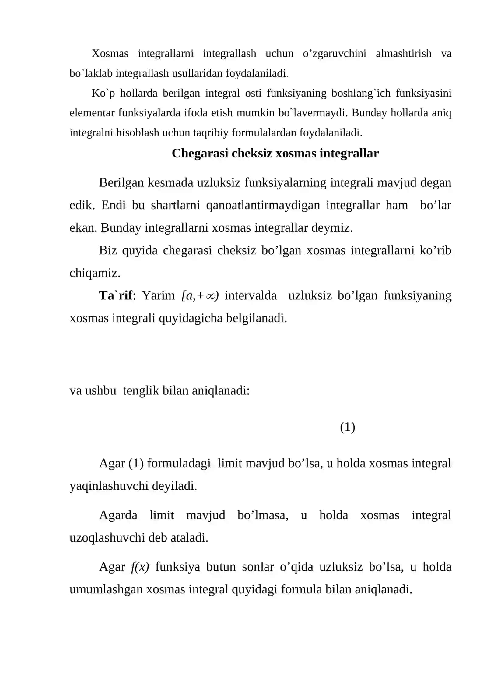 Xosmas integrallar 4