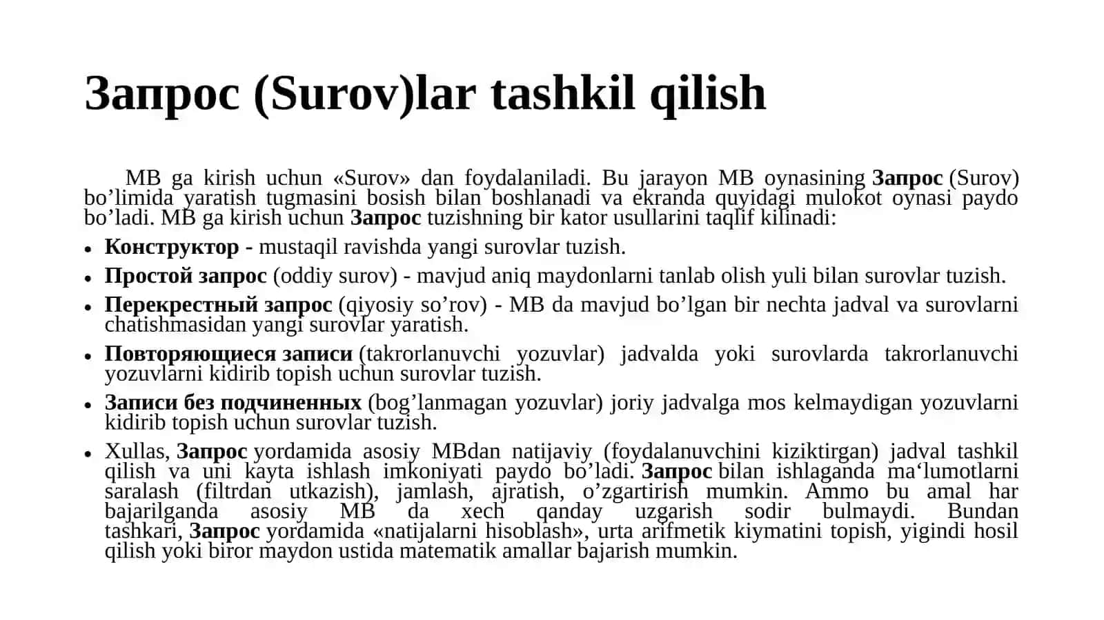 5-Amaliy ish: MS Access asosiy ob'ektlarini yaratish 4