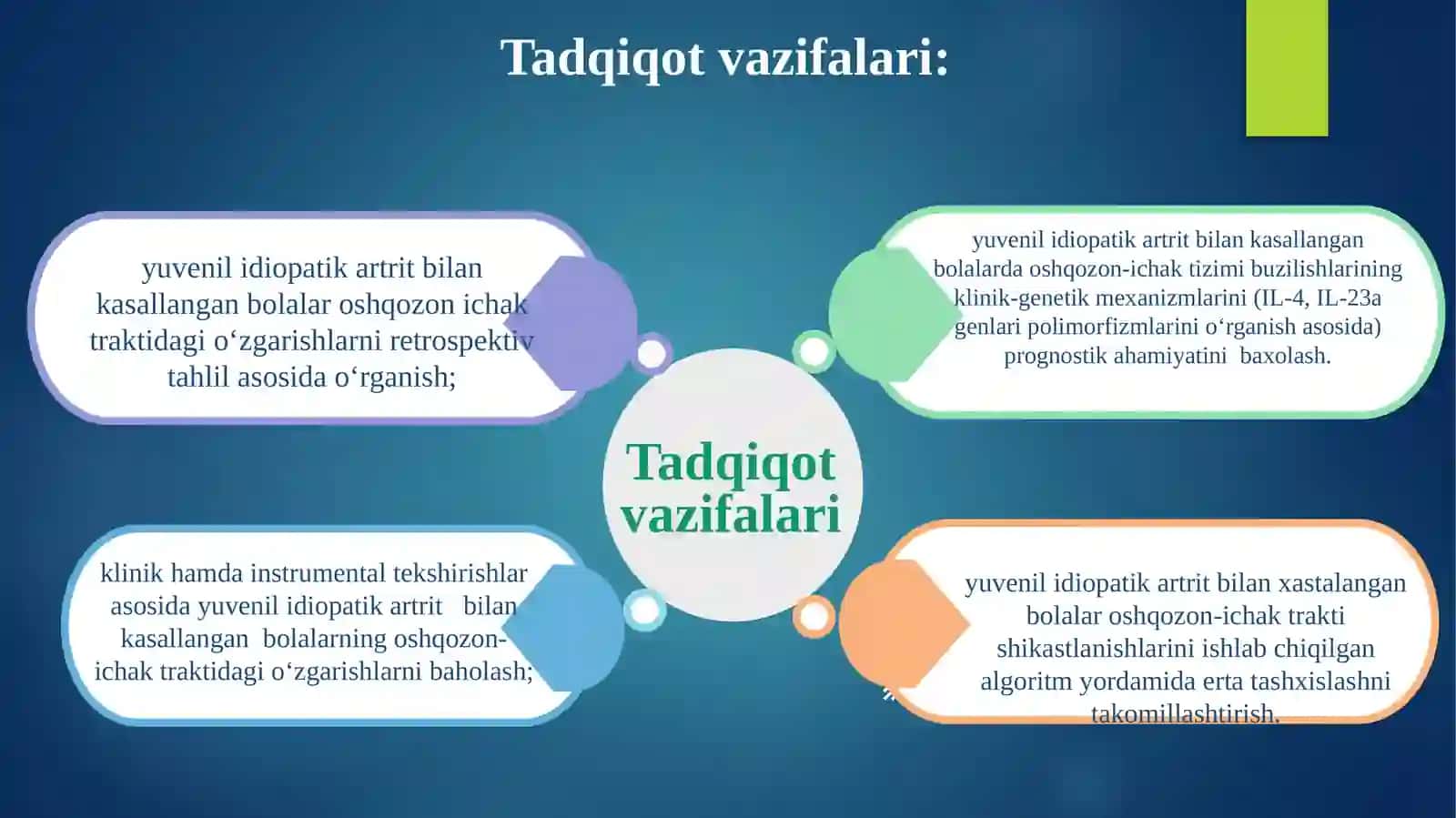 YUVENIL IDIOPATIK ARTRIT BILAN KASALLANGAN BOLALARDA OSHQOZON ICHAK TIZIMI BUZILISHLARINING KLINIK-GENETIK JIHATLARI 4