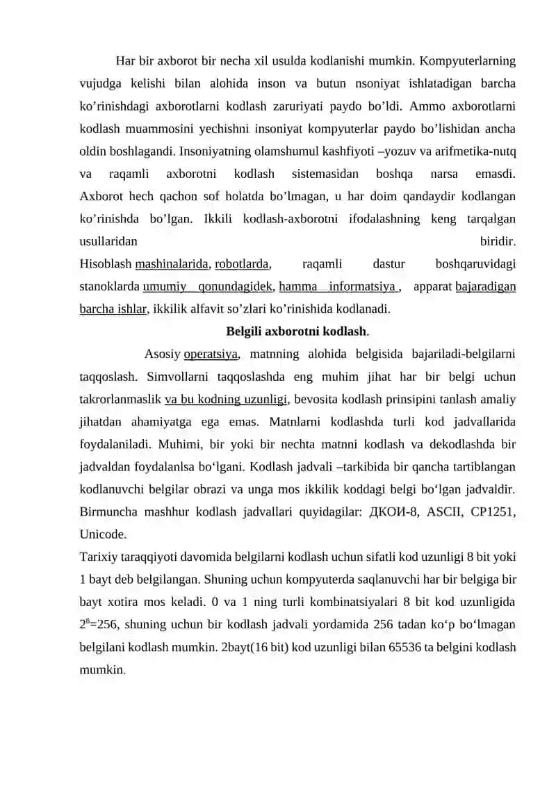 Berilganlarni kodlash usullari 4