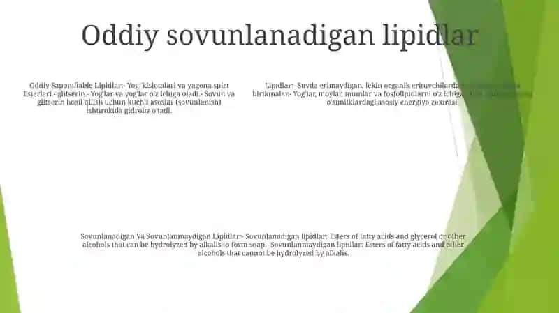 Lipidlar. Sovunlanadigan Va Sovunlanmaydigan Lipidlar 4