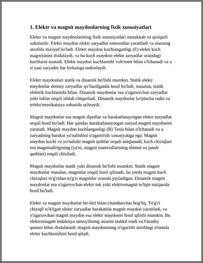 ELEKTIR VA MAGNIT MAYDONLARI VA ULARNING TIRIK ORGANIZMGA TASIRI 4