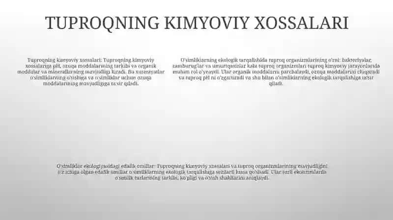Tuproqga Organizmlarning Ekologik Tarqalishida Edafik Omillarning Roli 4