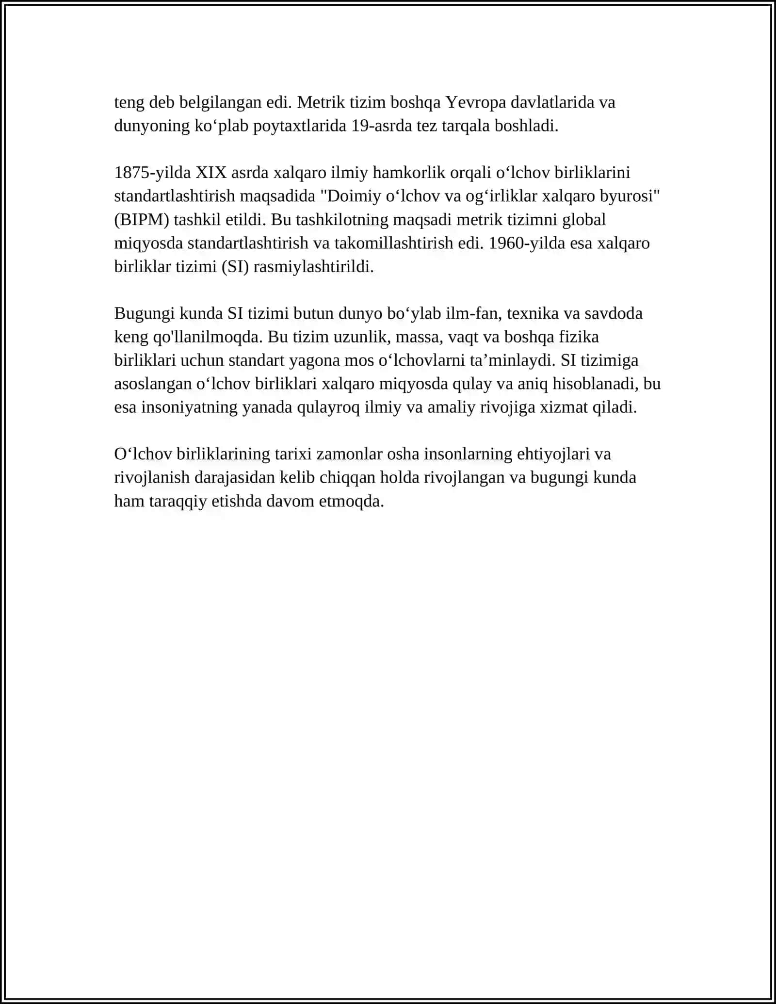 Oʻlchov birliklarining tarixi va ularning amaliyati 4