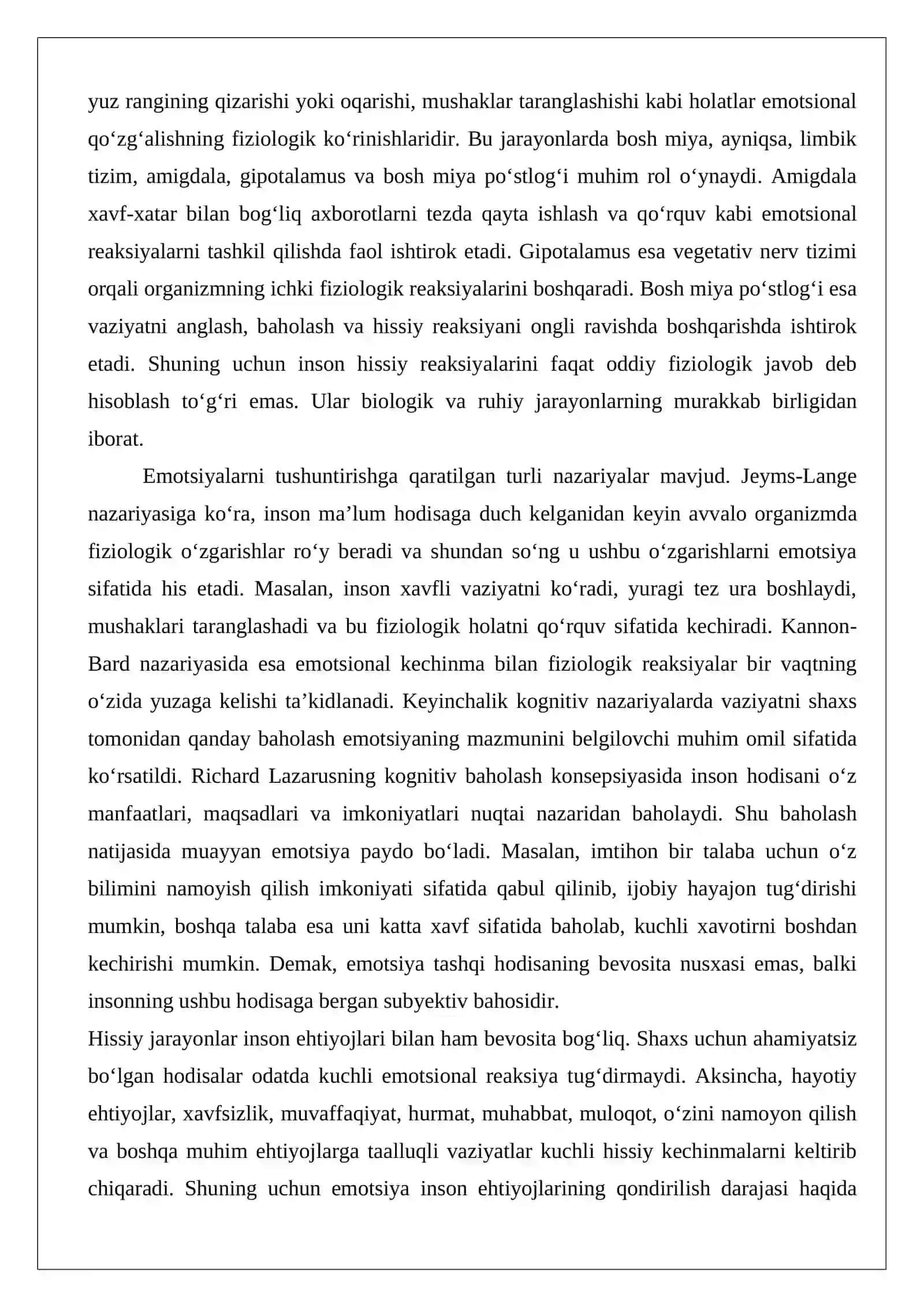 Emotsiya va hissiyot haqida umumiy tushunchalar, 4