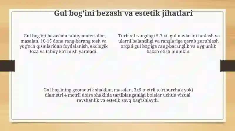 Gul bog'i va oʻsimliklarni tanlash 4