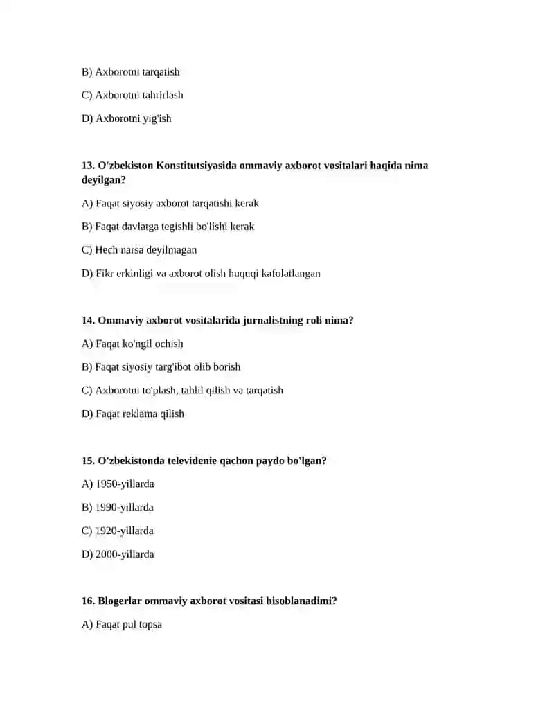 Oʻzbekiston respublikasi ommaviy axborot vositalarining faoliyati 4
