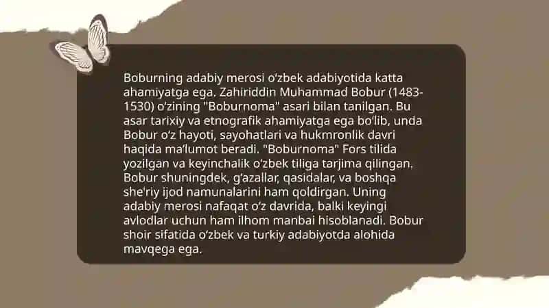 Boburnomada muallifning adabiy estetik qarashlari 4