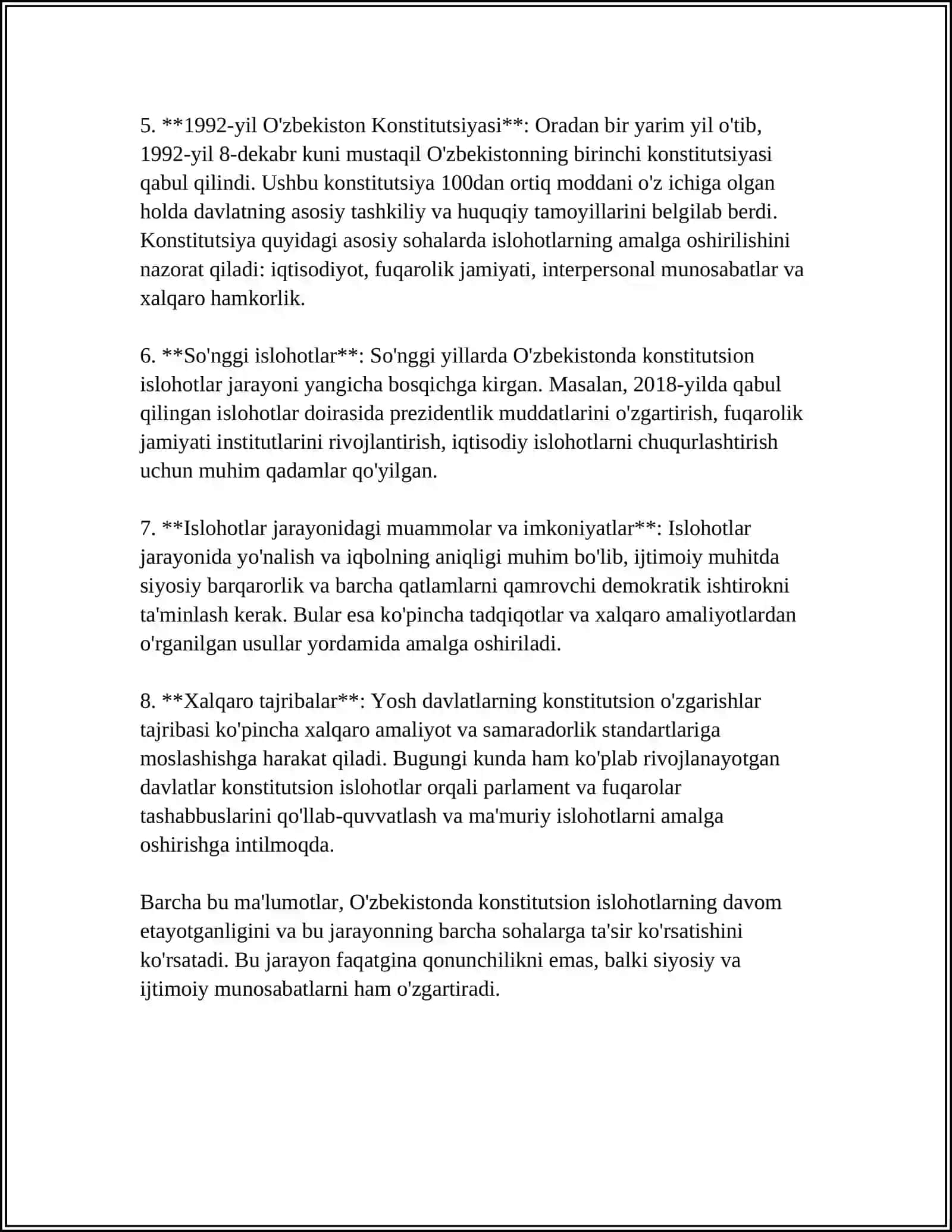 MUSTAQILLIK YILLARIDA DAVLAT BOSHQARUVI TIZIMIDA AMALGA OSHIRILGAN ISLOHOTLAR 4