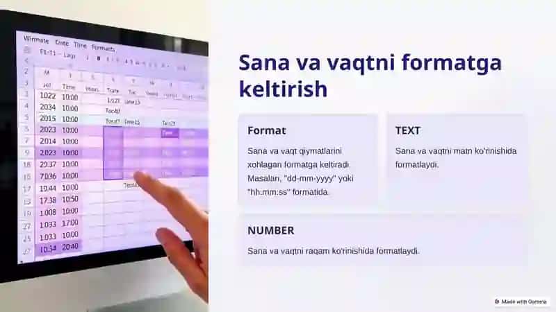 EkZEL DASTURIDA SANA VA VAQTGA OID FUNFSIYALAR 4