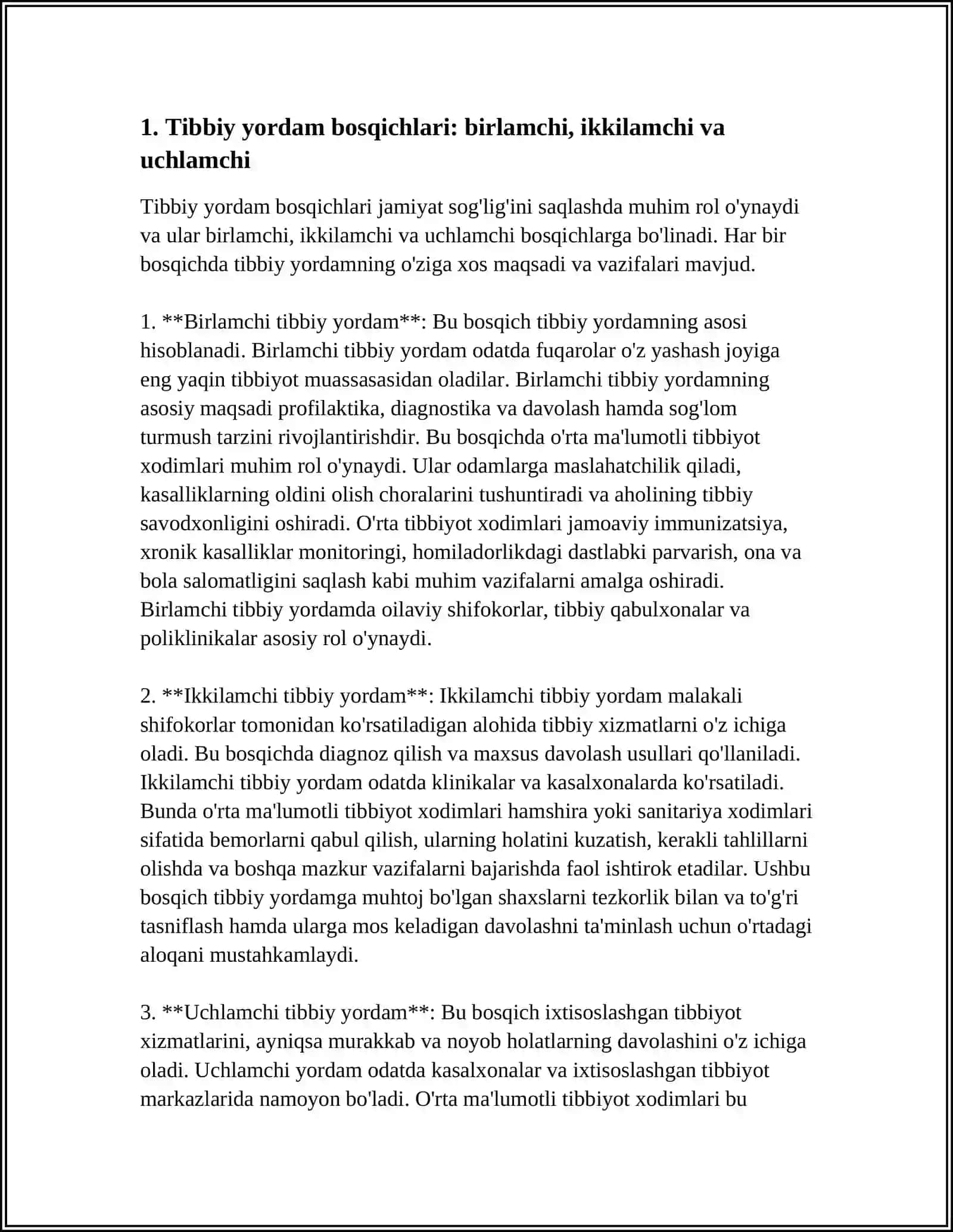 TIBBIY YORDAM BOSQICHLARI VA VAZIFALARI 4