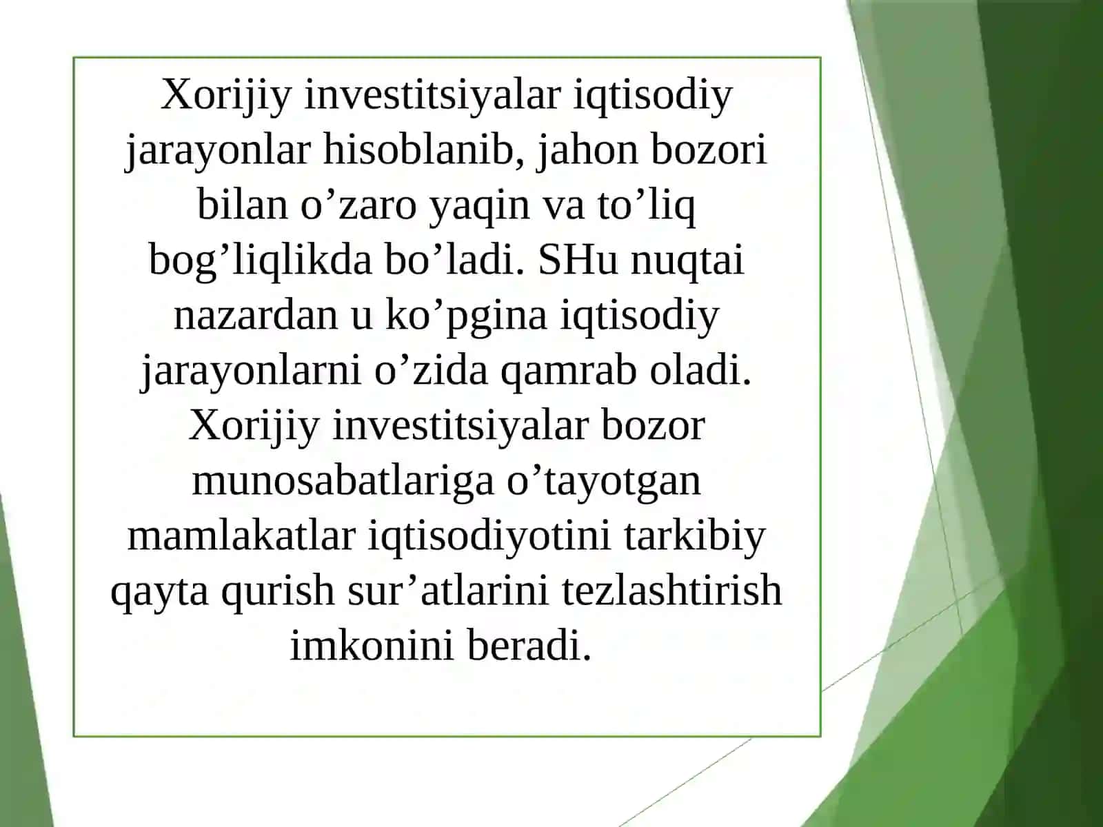 GLOBALLASHUV HAMDA IQTISODIY INTEGRATSIYALLASHUVNING KUCHAYIB BORISHIDA INVESTITSIYA JARAYONLARI 4