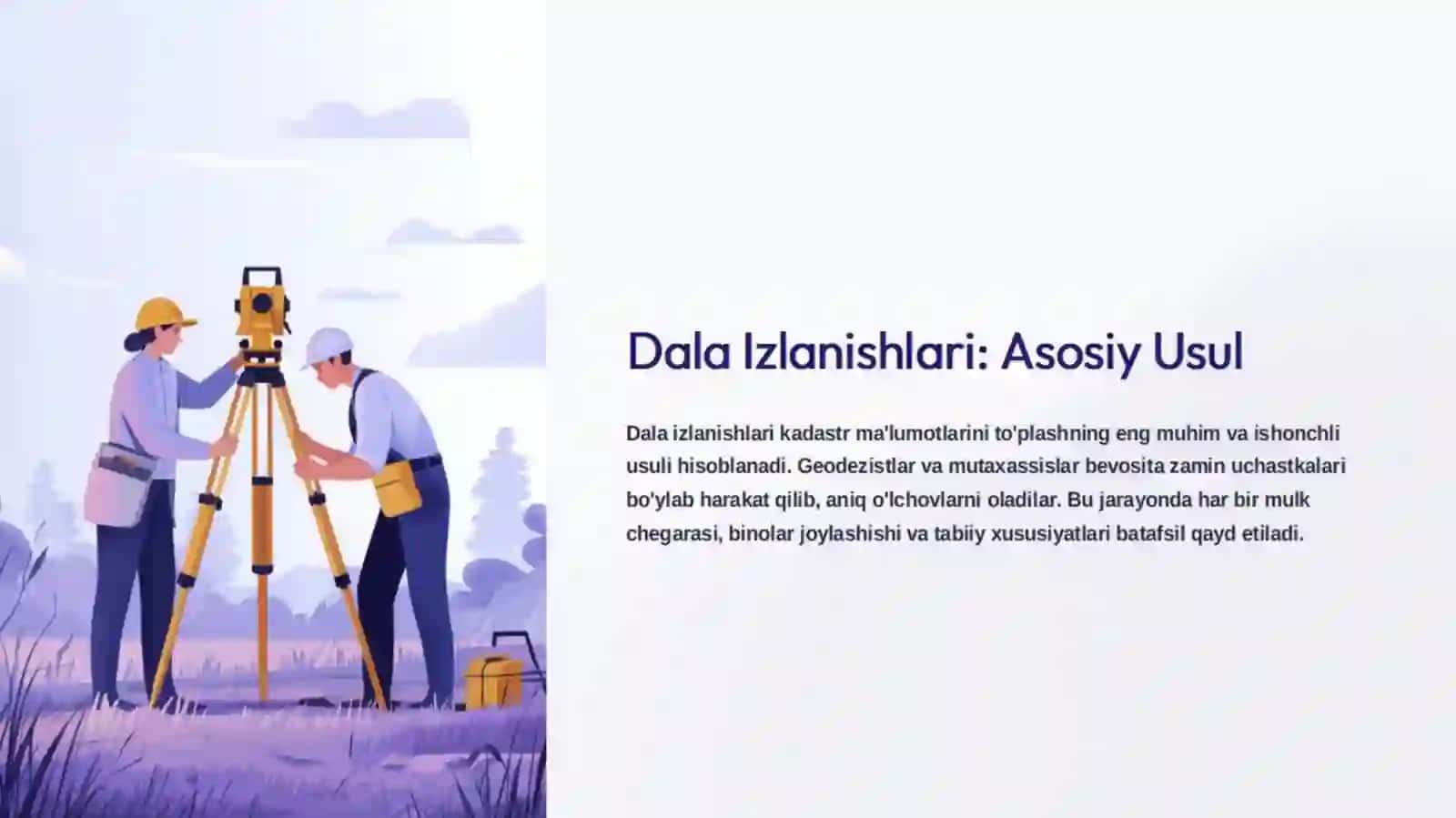 Kadastr uchun fazoviy malumotlar manbai: Dala izlanishlari va GPS 4