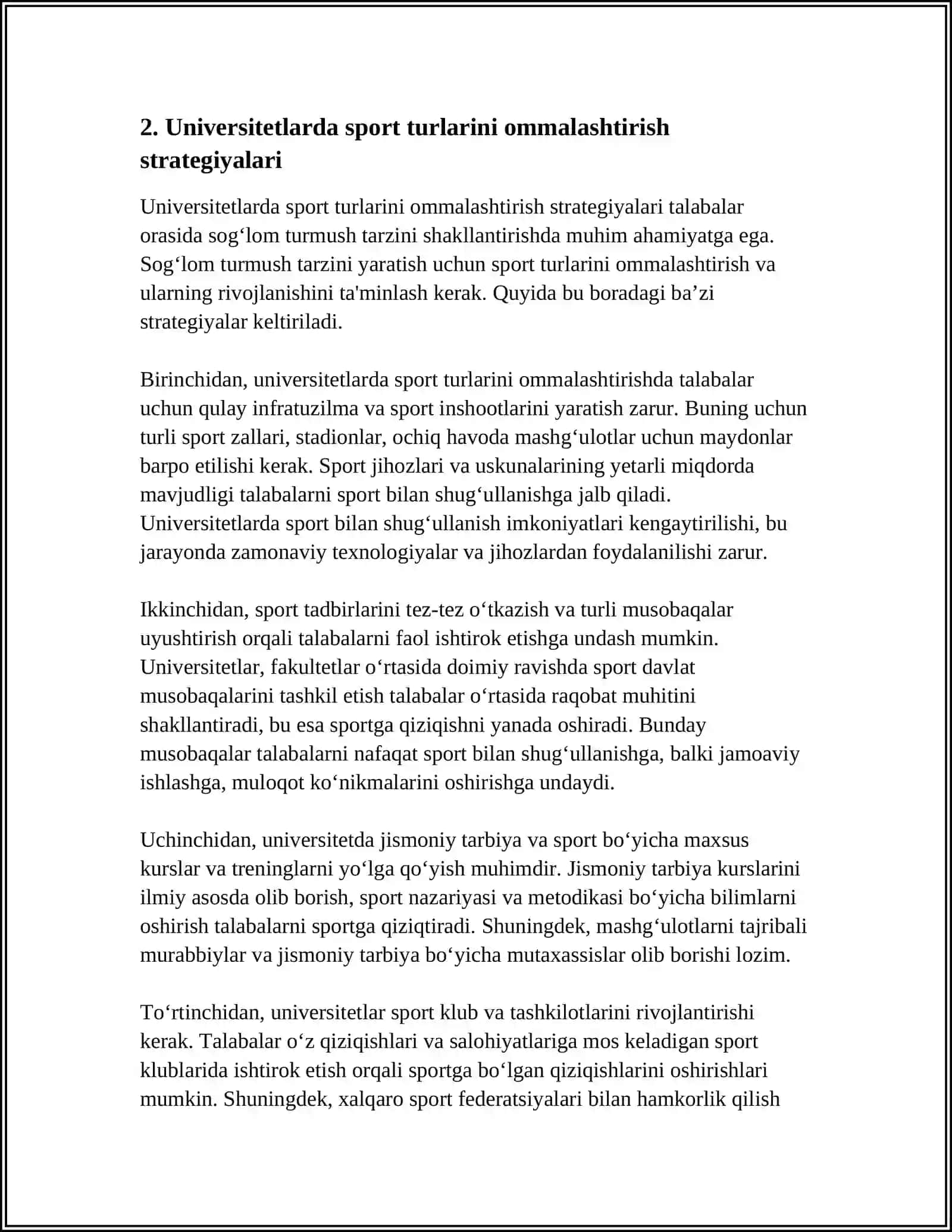 SPORT TURLARI VA ULARNING TALABALARNING FAOL TURMISH TARZINI OMMALASHTIRISHDAGI AHAMIYATI 4