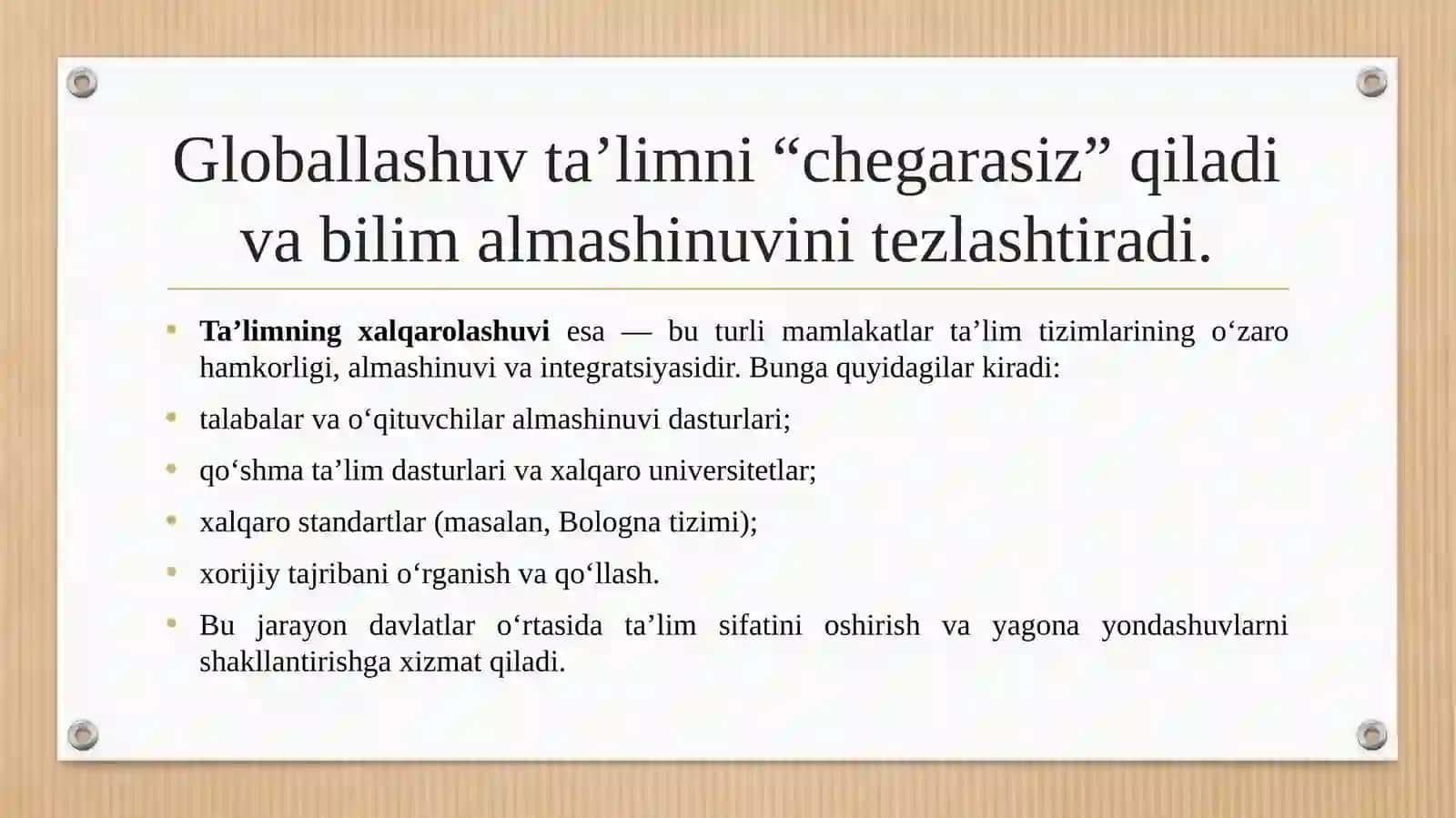 TA’LIMNING XALQAROLASHUVI VA GLOBALLASHUVI 4