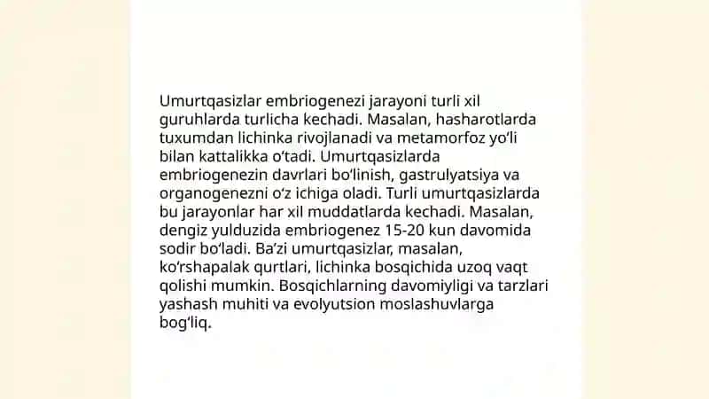 Umurtqalılar va umurtqasuslar embrogenezi ularning rivojlanish felogenesi 4