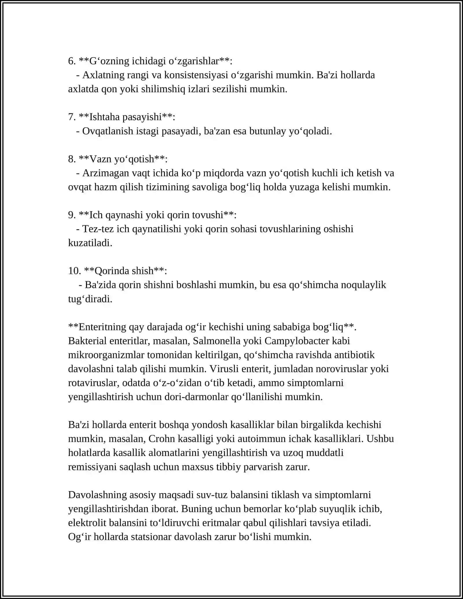 MUSTAQIL ISH Mavzu: ENTERIT 4
