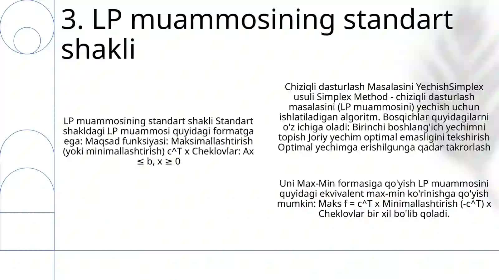 Chiziqli Dasturlash Masalasini Simpleks Usulda Yechish 4