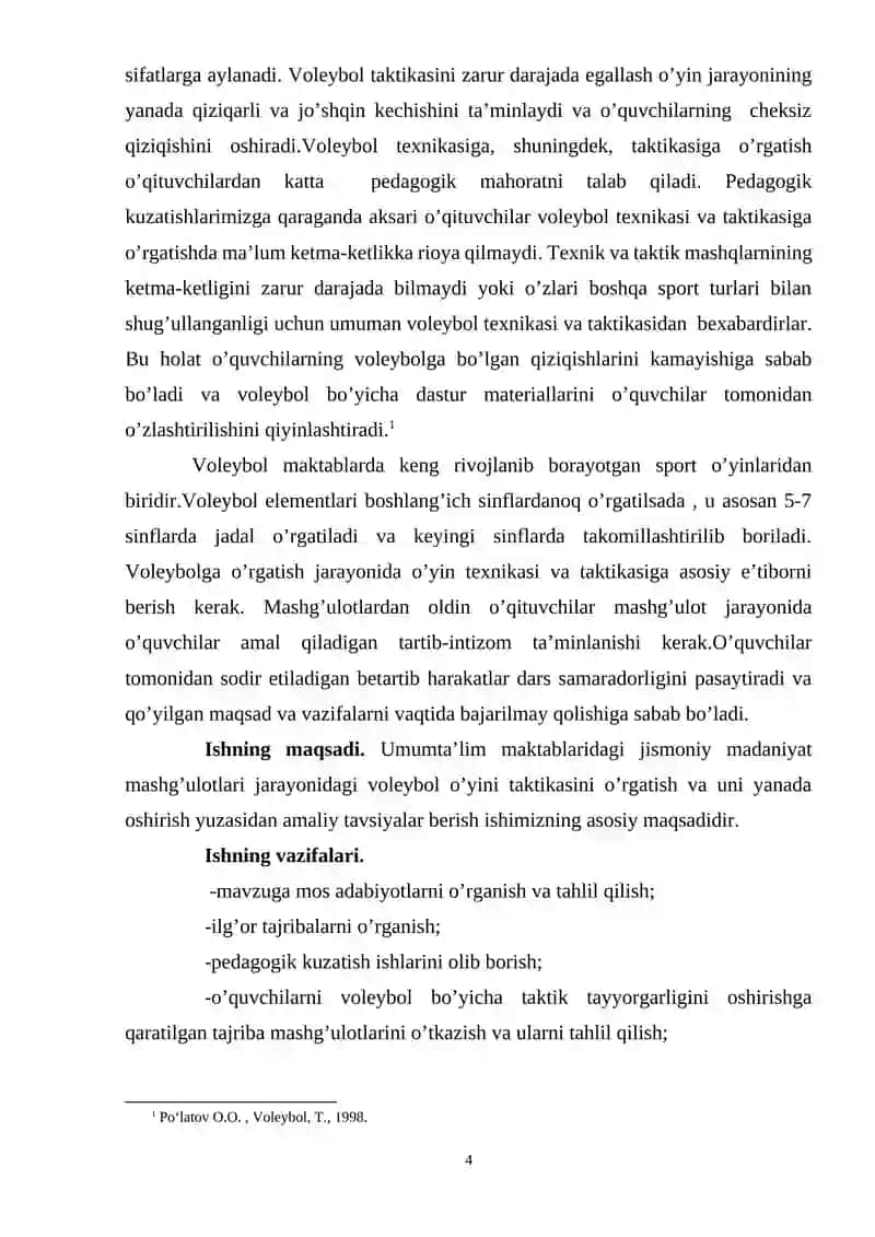Voleybol o’yin texnika va taktikasi 4