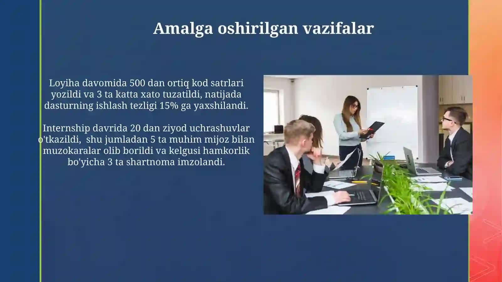 Amaliyot jarayonida bajariladigan ishlar yuzasidanhisobottaqdimoti 4