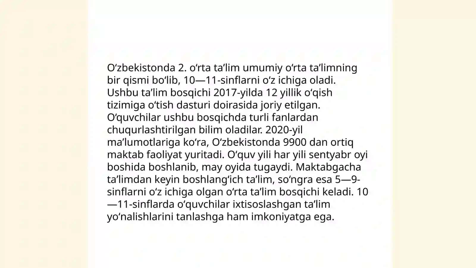 Boshlang'ich ta'lim tizimi O'zbekistonda 4