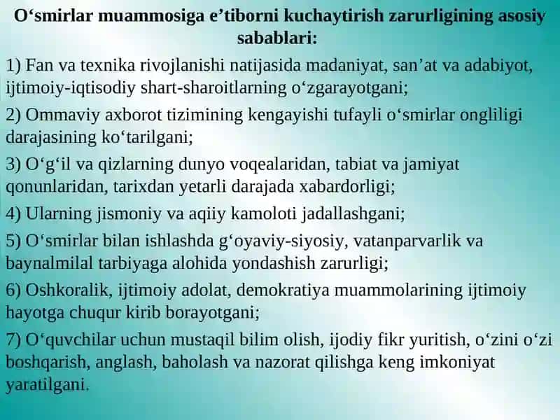 O‘smirlik davridagi psixologik muammolar 4