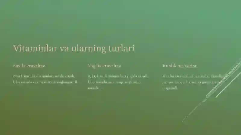 Oziq ovqat mahsulotlari tarkibidagi vitaminlarni aniqlash 4