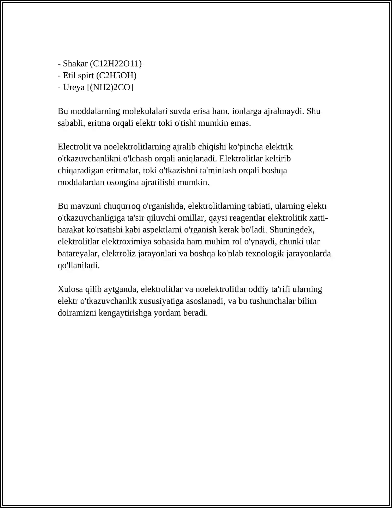ELEKTROLIT VA NOELEKTROLIT MODDALAR ERITMALARI 4