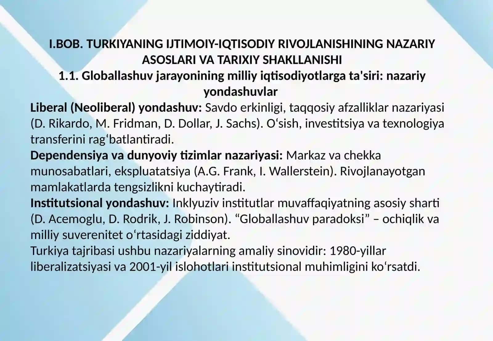 Globallashuv sharoitida Turkiyaning ijtimoiy-iqtisodiy rivojlanish xususiyatlari 4